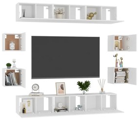 Set dulapuri TV, 10 piese, alb,PAL Alb, 60 x 30 x 30 cm (6 pcs), 1
