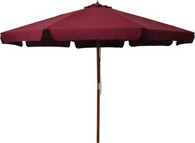 vidaXL Umbrelă de soare de exterior, stâlp lemn, roșu burgund, 330 cm