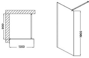 Cabină de duș Astro 120 Corner Walk-in cu înveliș ușor de curățat