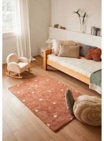 Covor pentru copii cărămiziu lavabil/țesut manual din bumbac 100x150 cm Mini Dot Chestnut – Lorena Canals