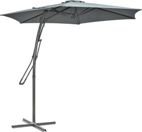 Outsunny Umbrelă cu braț lateral Ø293cm umbrelă de soare cu levier lateral, bază în cruce, protecție la vânt, rezistentă la apă Gri închis | Aosom Romania