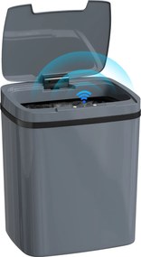 HOMCOM Coș de gunoi cu senzor 15 L Coș automat cu două moduri de deschidere, pentru birou, bucătării, 27,6 x 21,4 x 33,5 cm, Gri | Aosom Romania
