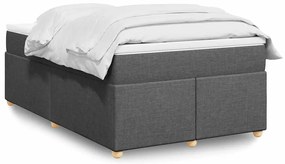 vidaXL Pat box spring cu saltea, gri închis, 120x190 cm, textil