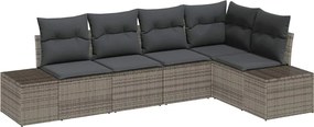 vidaXL Set de canapele pentru grădină 5 pcs Gri poliratan