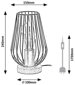 Veioza, lampa de masa design industrial Gremio negru