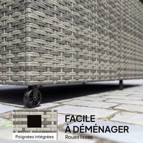 Outsunny Cufăr de grădină din rășină împletită, cufăr de depozitare exterior 650 L impermeabil cu căptușeală cu fermoar | Aosom Romania