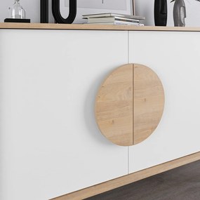 Comodă albă/în culoare naturală joasă cu aspect de lemn de stejar 110x82 cm Vae – Marckeric