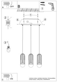 Lustră pe cablu Sollux SL.1334 BRINA 3xG9/8W/230V negru
