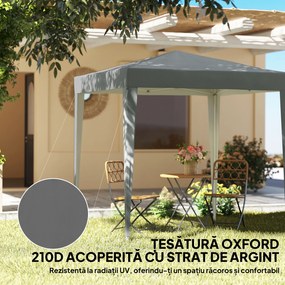 Outsunny Foișor Pliabil 2x2 m Pop Up cu 2 Uși, 2 Ferestre, 4 Pereți Detașabili, Foișor de Exterior cu Husă de Transport din Oțel și Țesătură Oxford, pentru Grădină, Petreceri, Camping, Gri | Aosom Romania