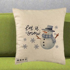 Perna Decorativa Let It Snow Om de Zapada, 40x40 cm, Bej, Husa Detasabila, Perna Inclusa, BEKZ®