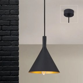 Pendul design industrial Gunda small, negru/ auriu