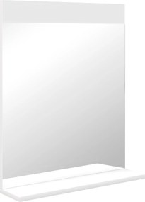 HOMCOM Oglindă de Baie pentru Perete în Stil Modern, Oglindă de Baie cu Raft, 50x12x60 cm, Alb | Aosom Romania
