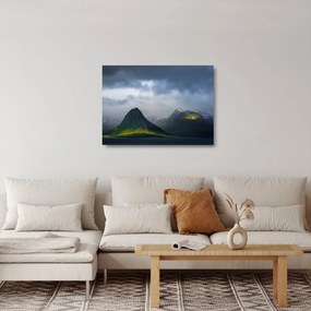 Tablou pe sticlă cu munți (70x50 cm)