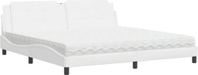 vidaXL Pat cu saltea, Zadar, alb, 200x200 cm, piele ecologică