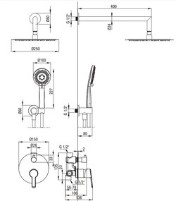ARNIKA Set de duș NAC_R9QP Finisaj: auriu periat