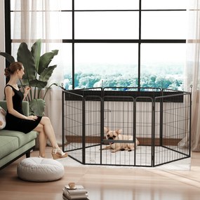 PawHut Țarc pentru Câini Portabil din 6 Panouri, 160x80x80 cm, Negru | Aosom Romania