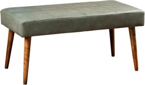 Bancheta POLE, verde/nuc, piele/lemn, 92x46x44 cm