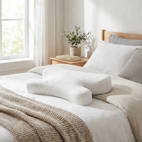 Perna cervicala ortopedica CERVI-SAN Antirid, memory foam maruntit anti-riduri, husa Tencel
