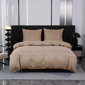 Lenjerie de pat hoteliera din microfibra JASMINE bej - dunga 2 cm, buzunar hotelier Dimensiune lenjerie de pat: 70 x 90 cm | 140 x 200 cm