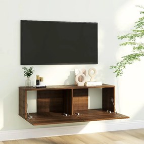 Comodă tv de perete, stejar maro, 100x30x30 cm, lemn prelucrat