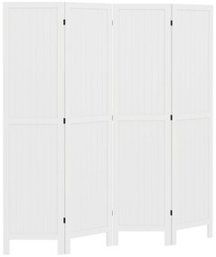 HOMCOM Paravan din lemn, separator de cameră, cloison interieur pliabil cu 4 panouri din lemn 160 x 170 cm alb | Aosom Romania