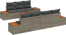 vidaXL Set de canapele pentru grădină cu pernă 8 pcs Gri Rattan poli