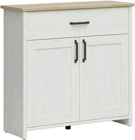 Comoda LOKSA, pin alb/stejar grandson, PAL laminat, 102x38x99 cm