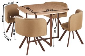 Set de mobilier dining 1+4, maro deschis natural, BEVIS NEW