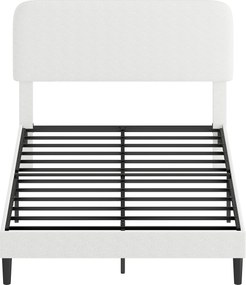HOMCOM Cadru pat single cu tăblie căptușită cu Teddy-Fleece, cadru metalic pentru pat, montaj ușor, alb | Aosom Romania