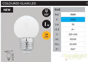 Bec LED E27 G45 ALB 1W 4000K 17471