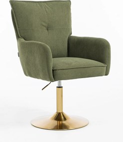 HR250N Scaun Zsályazöld Prémium Kordbársony Bază Aurie