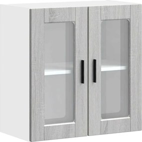 vidaXL Dulap de bucătărie cu ușă din sticlă „Porto” gri Sonoma