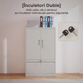 HOMCOM Dulap pentru Birou cu Raft Interior Reglabil și Sertar Alb | Aosom Romania