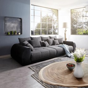 Canapea extensibilă dumonde cu 2 lăzi de depozitare si sezut confortabil din spuma high-density, Verona Magma Black 310x100 cm