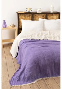 Cuvertură mov din muselină pentru pat dublu 230x250 cm – Mijolnir