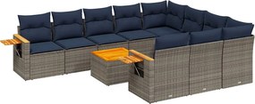 vidaXL Set canapele de grădină cu perne, 11 piese, gri, poliratan
