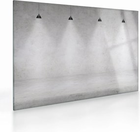 Tablou pe sticlă - Perete de beton cu lumini (70x50 cm)