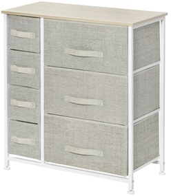 HOMCOM Sifonier 7 sertare din material textil, sifonier, mobilier de depozitare modern, cadru din oțel, 63,5 x 30 x 71 cm, gri | Aosom Romania