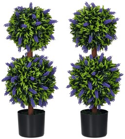 HOMCOM Set de 2 plante artificiale, plantă artificială rezistentă la UV în ghiveci, 70 cm plantă de interior pentru camera de zi, grădină | Aosom Romania