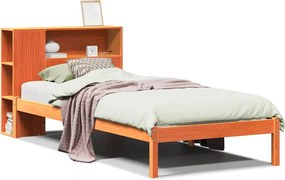 vidaXL Pat bibliotecă fără saltea maro ceruit 75x190 cm lemn masiv pin