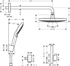 Sistem de dus incastrat termostatat Hansgrohe Design Raindance Select/S Shower Select, crom- 27297000