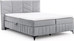 Pat boxspring Penia 180x200 cu spațiu de depozitare - catifea cenușie hidrofobă Element 24