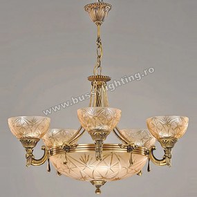 Lustra Avangard cu 5 Brate, Desing Clasic, Finisaj Bronz Antic - Bussy Lighting 3034-52-05