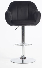 HR2055W Scaun Neagră din Catifea cu Bază Cromata