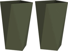 vidaXL Jardinieră 2 pcs Verde măsliniu 40 x 40 x 75 cm Oțel