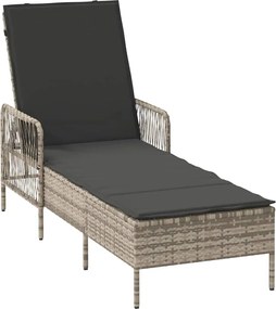 vidaXL Șezlong Gri deschis și gri închis 55 x 200 x 92 cm poliratan