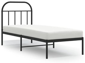 353625 vidaXL Cadru de pat metalic cu tăblie, negru, 75x190 cm