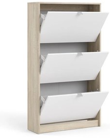 Pantofar alb/în culoare naturală cu deschidere înclinată cu aspect de lemn de stejar Shoes – Tvilum