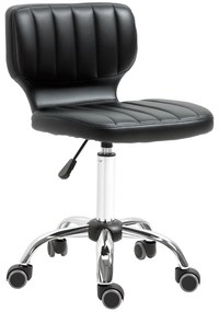 HOMCOM Taburet cu roți - taburet de lucru rotativ la 360° - taburet ergonomic - înălțime șezut reglabilă 47-62 cm - căptușeală de piele ecologică matlasată negru metal cromat | Aosom Romania