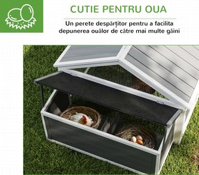 PawHut Coteț din Lemn pentru Găini cu Cuib și Acoperiș Rabatabil, pentru 4-8 Păsări | Aosom Romania